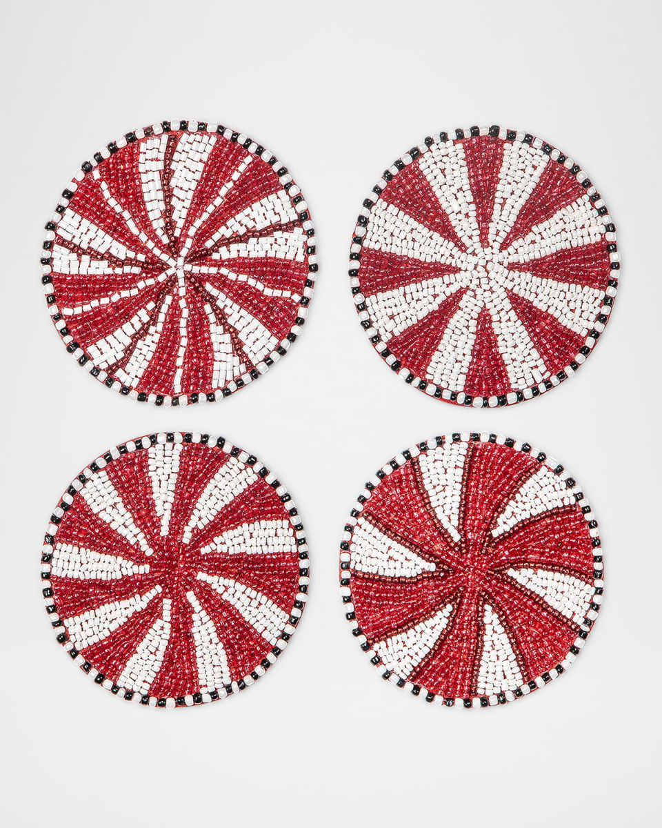 Peppermint Beaded Coasters, Set of 4